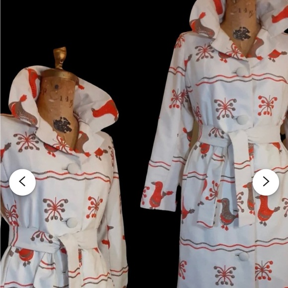 RARE Vintage Neiman Marcus Couture coat with embroidered birds 60’s 70’s size L - Picture 2 of 12